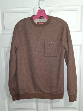 Coleman Crewneck Pocket Sweatshirt - Sherpa Lined - S - Rust Brown